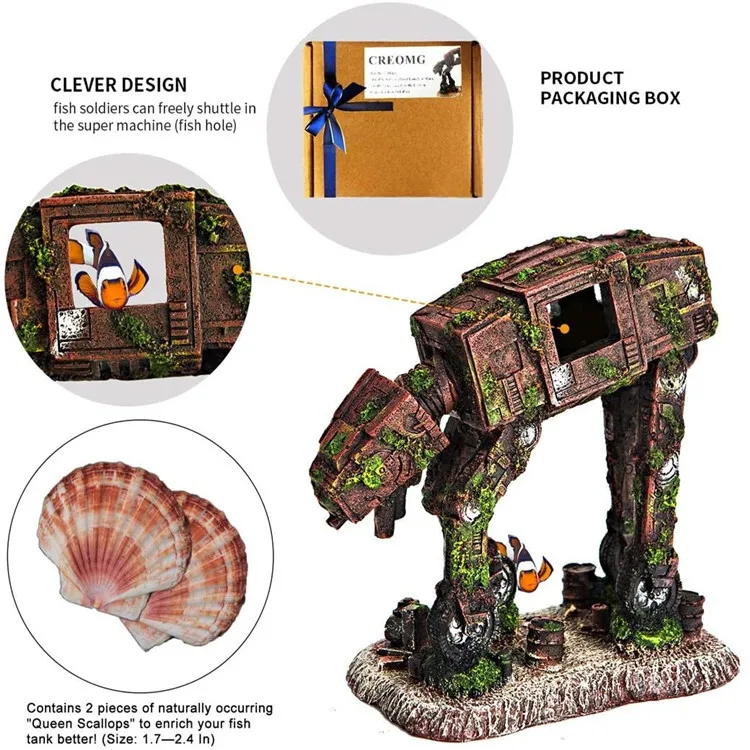 

Transformation Robot Car Human Dog Shell Action Figure for Aquarium Fish Tank Landscaping Home Desk Decoration Toys DIY Crafts