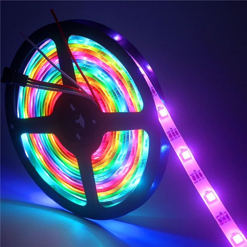 Светодиодная лента WS2812B 5 в постоянного тока RGB 50 см 1 м 2 3 4 30/60/144 пикселей умная