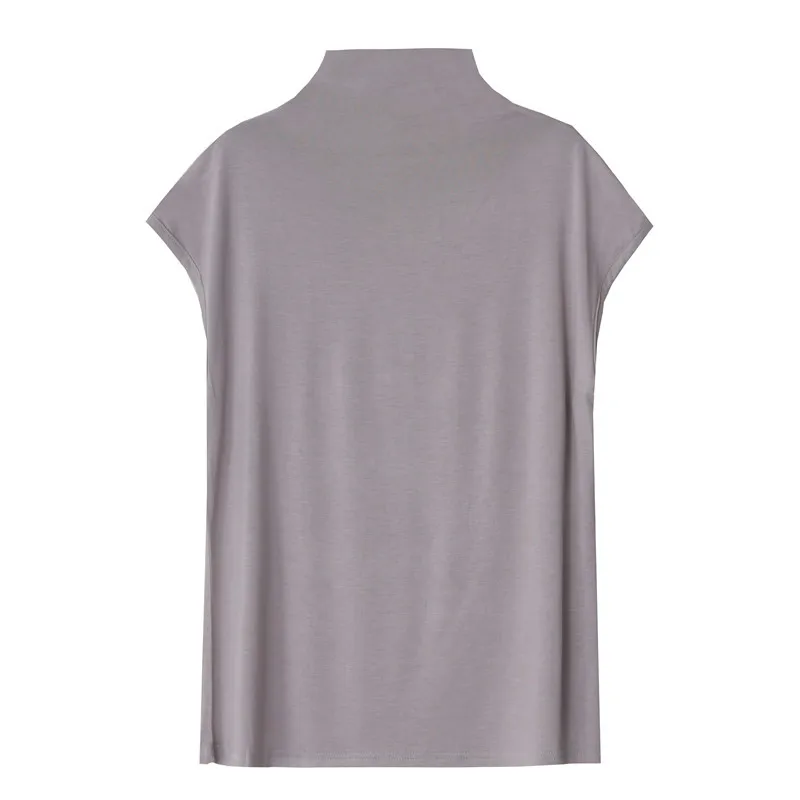 Дизайнерская Модальная футболка Женская водолазка без рукавов Повседневная