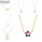 Romad ожерелья из стерлингового серебра 925 пробы Радужная жемчужина чокер кулон ожерелья для женщин ювелирные украшения для свадьбы колье W3