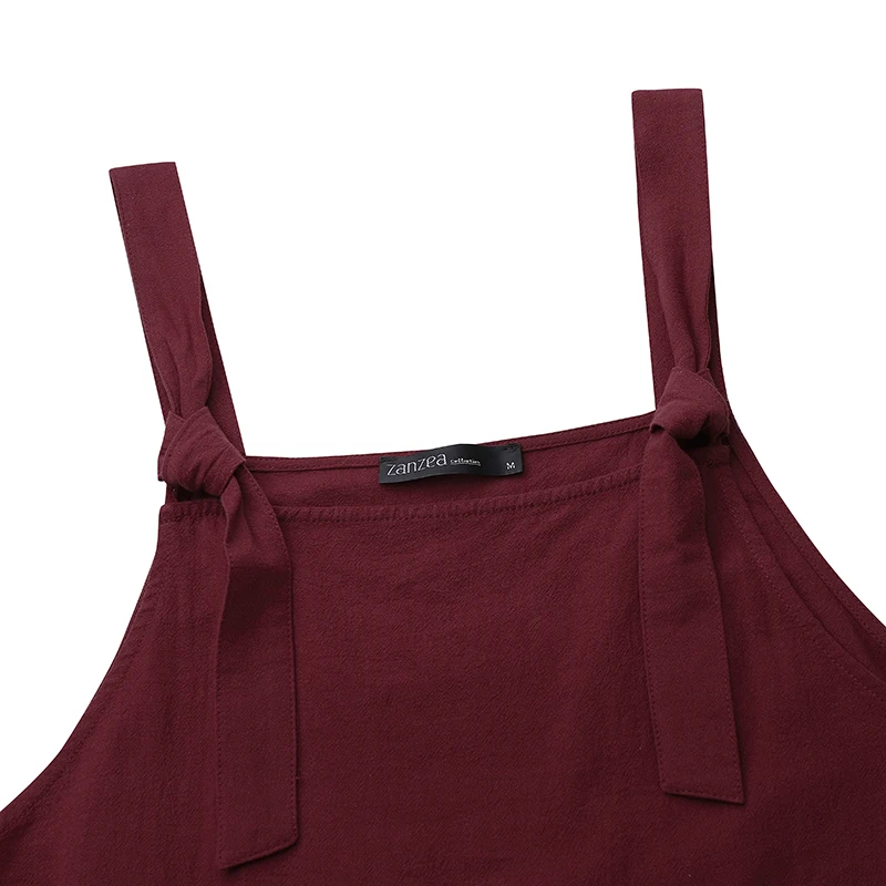 

2021 ZANZEA Causal Solid Playsuits Retro Linen Overalls Women's Summer Jumpsuits Female Suspender Rompers Oversized Pants 5XL