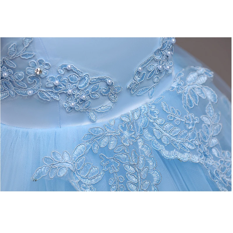 

It's YiiYa Flower Girl Dress Weding O-neck Bow Lace Dresses For Girls Elegant Sleeveless White Blue Pink Kid Party Gowns 584