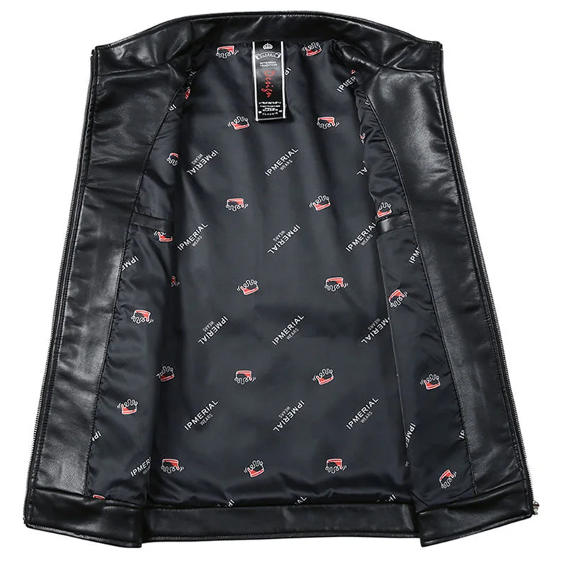 Мужская куртка-бомбер из ПУ кожи с воротником-стойкой | одежда