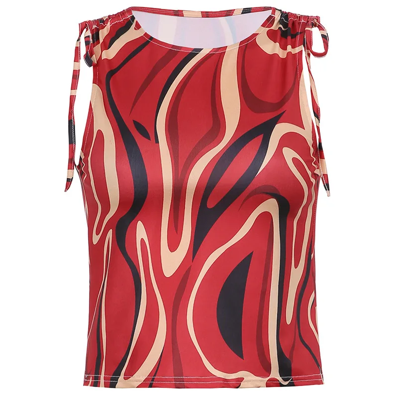 

Abstract Printing Bind Hitting Scene In The Summer Of 2021 The New Women's Wear Sleeveless Round Collar Temperament Of Cultivate