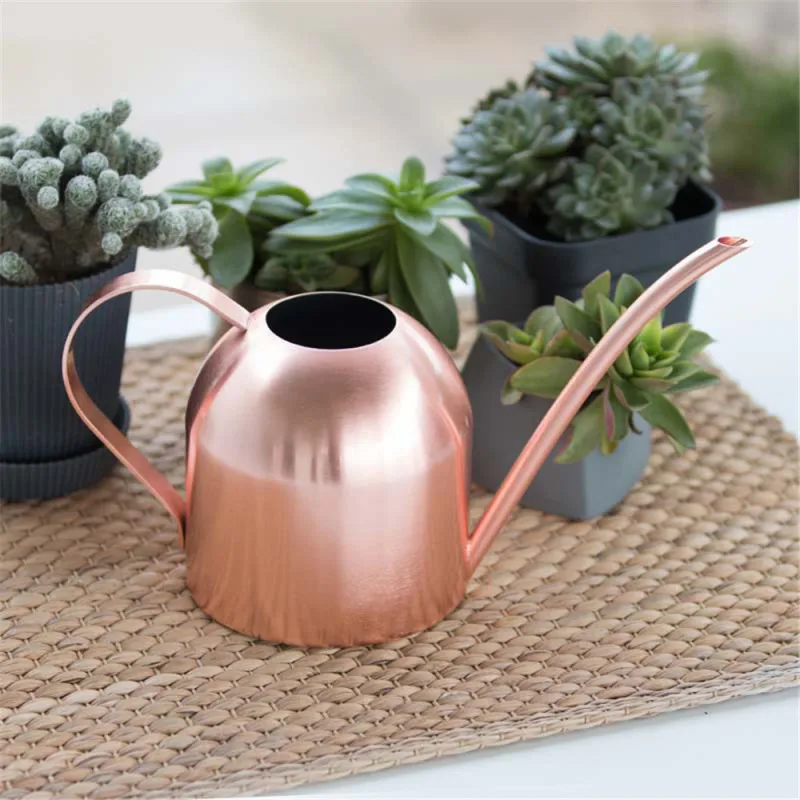 

500ML Watering Pot Stainless Steel Long Mouth Green Plant Watering Cans Golden Watering Kettle Small Watering Gardening Tool