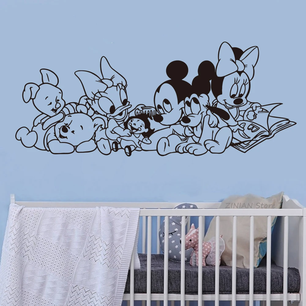 

Disney Mickey Mouse winne Cartoon Baby Characters Vinyl wall stickers for kids rooms accessories Wall Art Decor Wall Decals