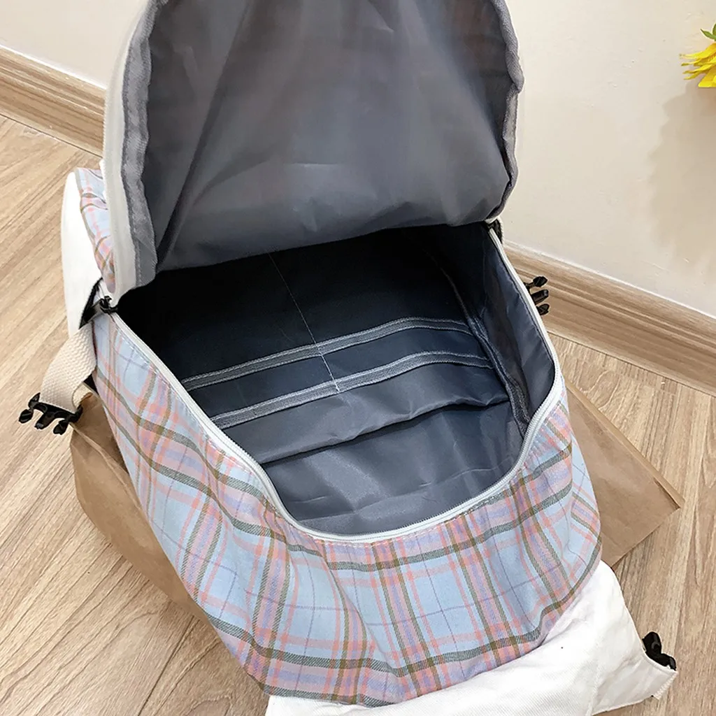 

Fashion Plaid Canvas Backpack Cute Women School Bags For Teenage Girl Kawaii Backpacks Harajuku Female Bag Ladies Shoulder Bag