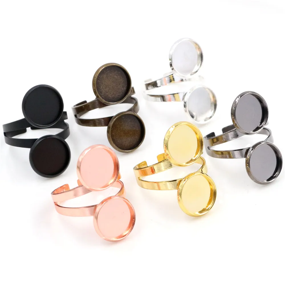 

5pcs 12mm Classic 7 Colors Plated Brass Adjustable Ring Settings Blank Base,Fit 12mm Glass Cabochons Buttons Bezels