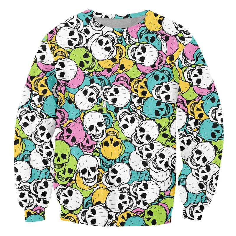 

Men's Casual Horror Skull Pattern Sweatshirt Colorful 3d Print Long Sleeve Shirt Hip Hop Harajuku Pullover Oversize Dropshipping