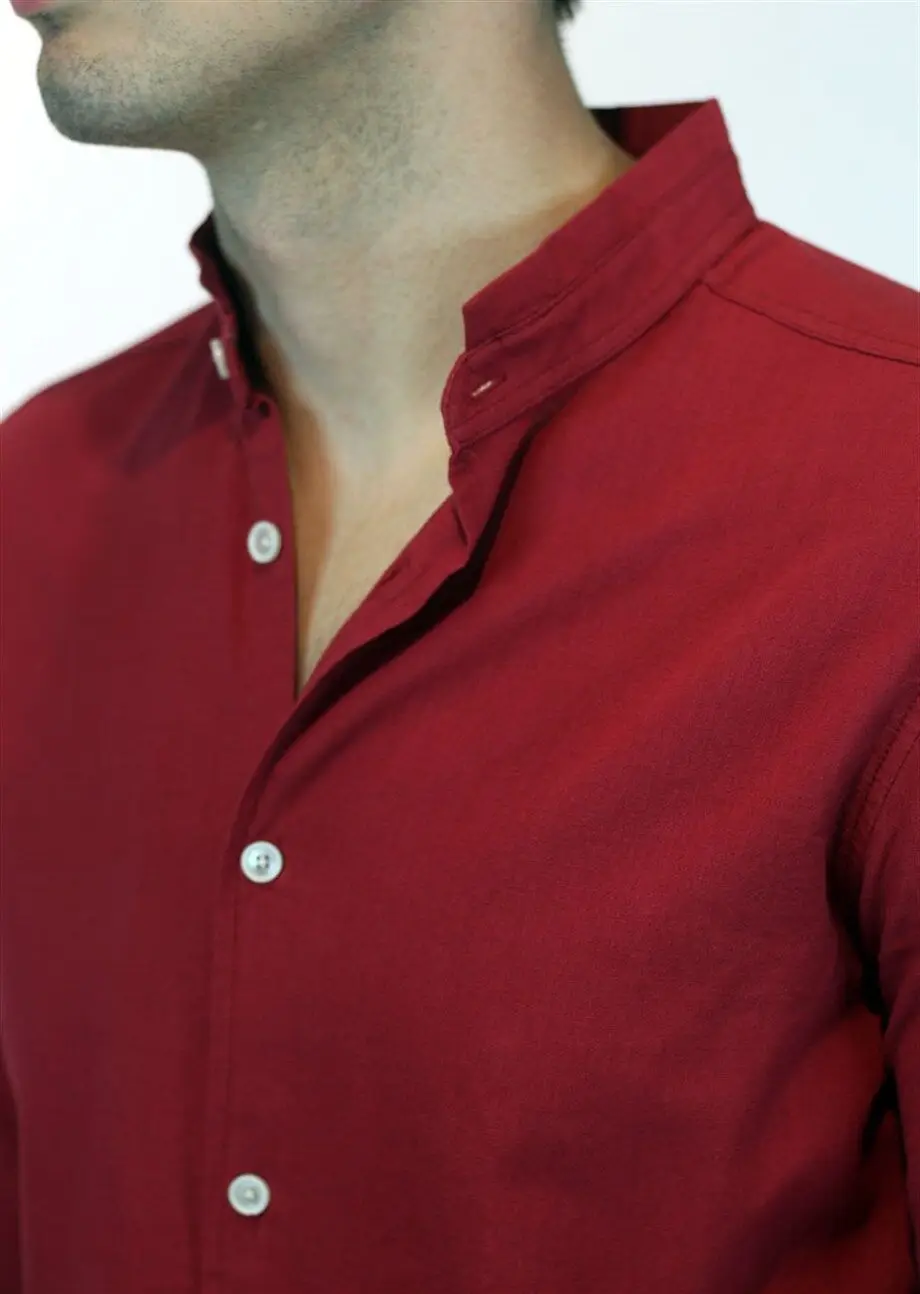 

Long Sleeve Mens Claret Red Plain Shirt