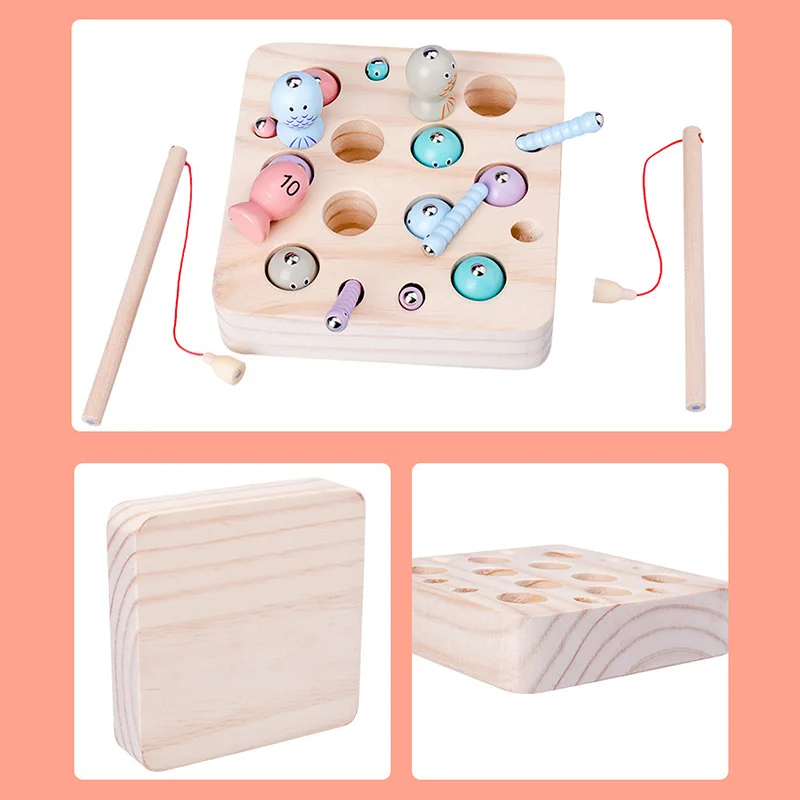 Деревянные цифровые магнитные наборы рыболовных игрушек 3d захват насекомых