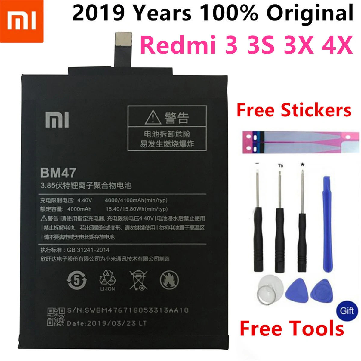 BN30 BN41 BN43 BM46 BM47 Батарея для Xiaomi Redmi Hongmi 4A Note 4 4X MTK global Snapdragon 625 Note 3 3 Pro 3 3S 3X Батарея - Цвет: BM47 For  Redmi 3 3S