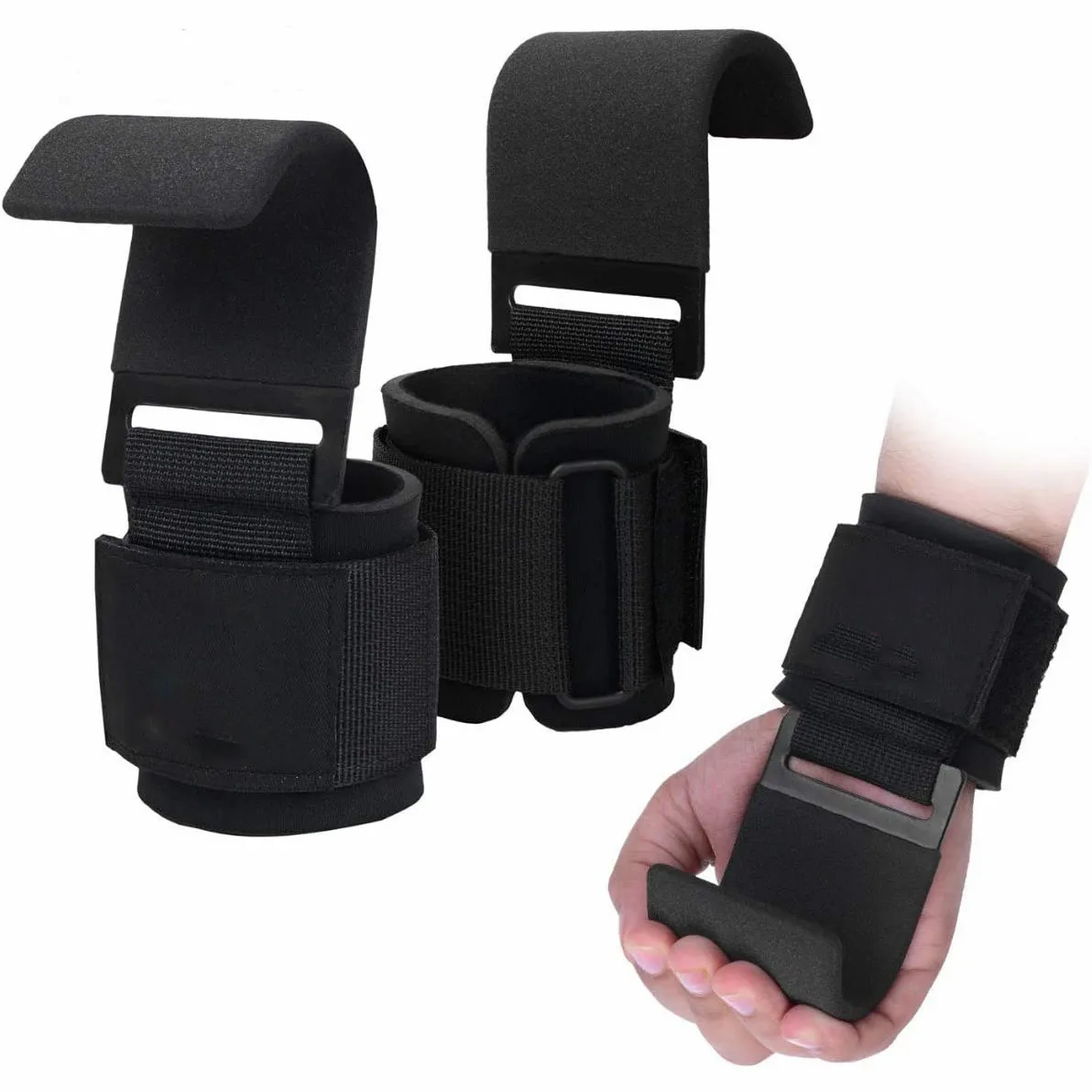 

2 PCS Weight Lifting Hooks Hand-Bar Wrist Straps Gym Fitness Hook weight Strap Pull-Ups Power Lifting Gloves For Weight Training