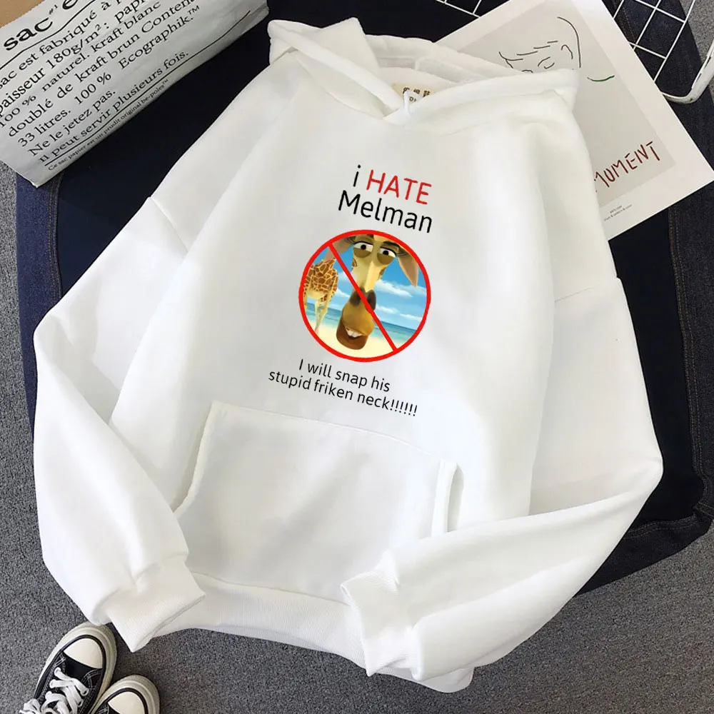 

I Hate Melman Hoodie Pure Cotton EU Size Sweatshirt Long Sleeve Women Fashion Loose Hoodies Female Casual Womens Pullover Tops