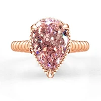 simple rose gold color water drop crystal zircon rhinestone ring for women party wedding jewelry female accessories