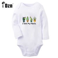 idzn new i wet my plants fun printed baby boys rompers cute baby girls bodysuit newborn cotton jumpsuit long sleeves clothes