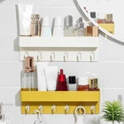 Настенный стеллаж для хранения, прочный подвесной крючок без следов, компактная Стойка для приправ, держатель для ключей, аксессуары для ванной комнаты