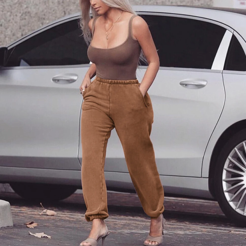 Осенняя одежда для детей уличная свободные штаны женщин Эластичные зауженные