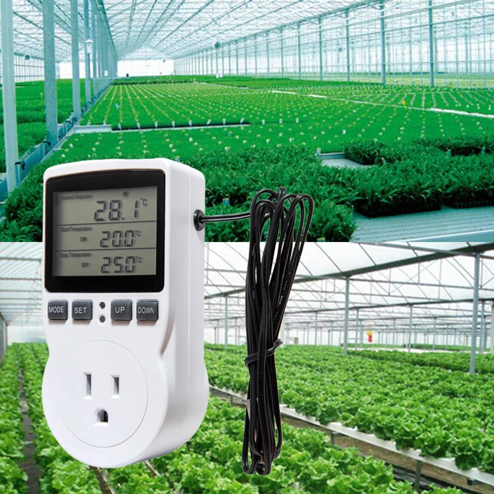 

Thermostat Temperature Controller Plug Timer Outlet Switch Sensor Probe Heat Cooling Accessories for Greenhouse Home Brewing