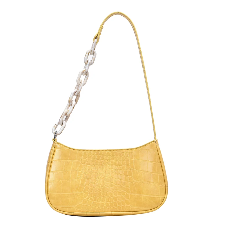 

Small PU Leather Crocodile Pattern Shoulder Bags For Women 2021 Elegant Handbags Female Chain Design Totes Lady Hand Bag