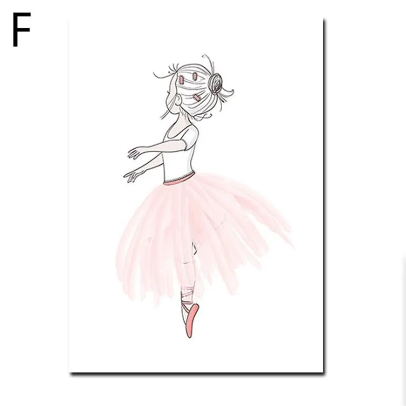Розовая балерина девочка Холст Картина Кролик Детские плакаты спальня картина