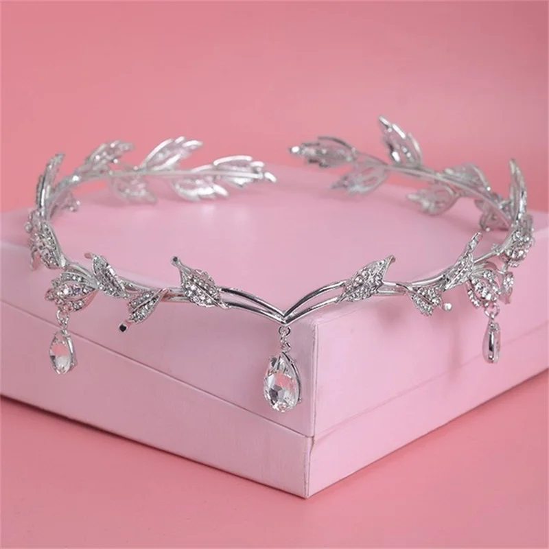 

Vintage King Round Crown Tiara Women Waterdrop Zircon Headband Bridal Wedding Princess Hair Accessories Men's Crown