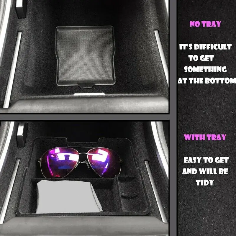 

Center Console Storage Box Flocking Non-slip For Tesla Model 3 2017-2019