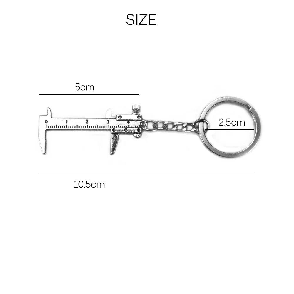

Small Vernier Caliper Measurement Model Key Chain Measuring Zinc Alloy Stylish Silver Key Chain For Woodworking Tools