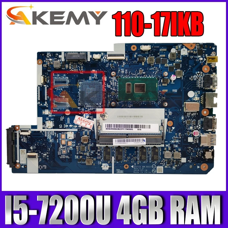 

for Lenovo 110-17IKB 110 17IKB laptop motherboard SR2ZU CPU:I5-7200U DDR4 4GB RAM DG710 NM-B031 100% test ok