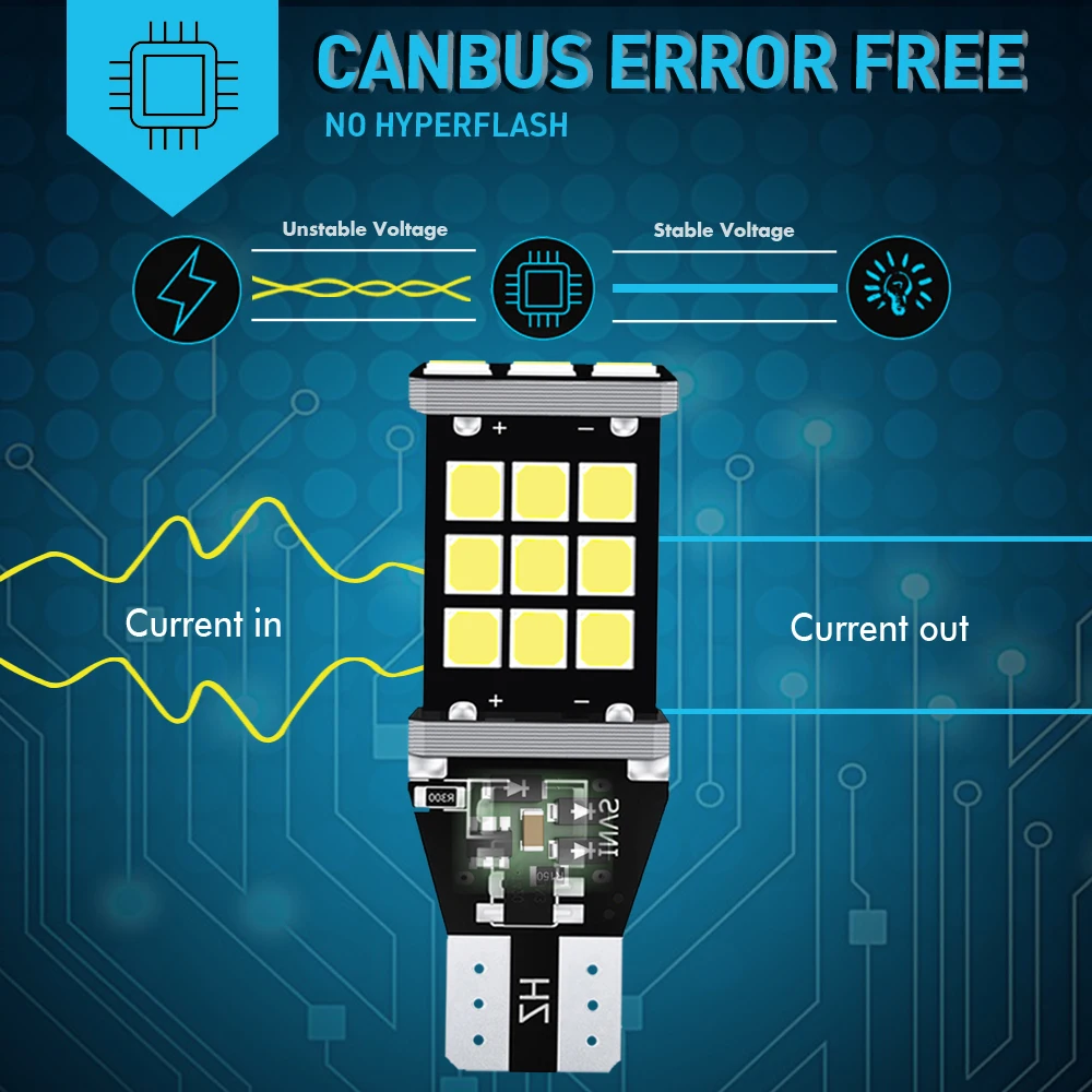2x T15 светодиодный W16W Canbus лампы безошибочные фонари заднего хода 921 ные