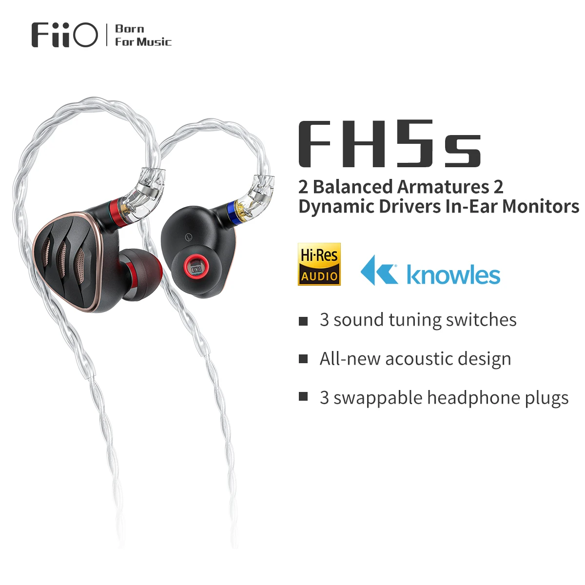 

FiiO FH5s 2BA+2DD in-Ear Earphones/Headphone HiFi Bass Sound High Fidelity for Smartphones/PC without mic