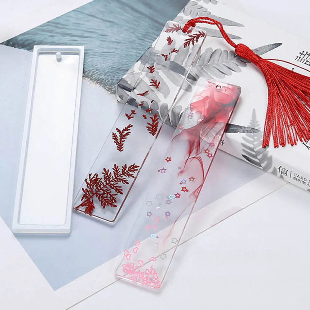 

1PCS Craft DIY Transparent UV Resin Liquid Silicone Mold Rectangle Bookmarks Resin Molds for DIY Pendant Charms Making Jewelry