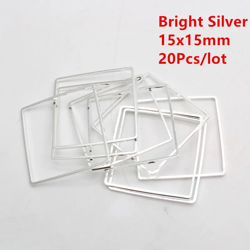 15mm silver square 20 шт./лот KC золотые кольца для DIY Изготовление сережек круглая серьга круга кулон ювелирные аксессуары фурнитура 20 мм 25 мм 35 мм 40 мм - Цвет: 15mm silver square