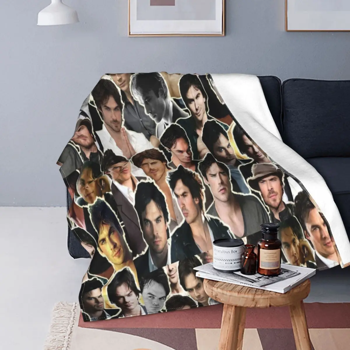 

Ian Somerhalder Damon Blanket Fleece Textile Decor The Vampire Diaries Super Soft Throw Blanket for Sofa Car Plush Thin Quilt