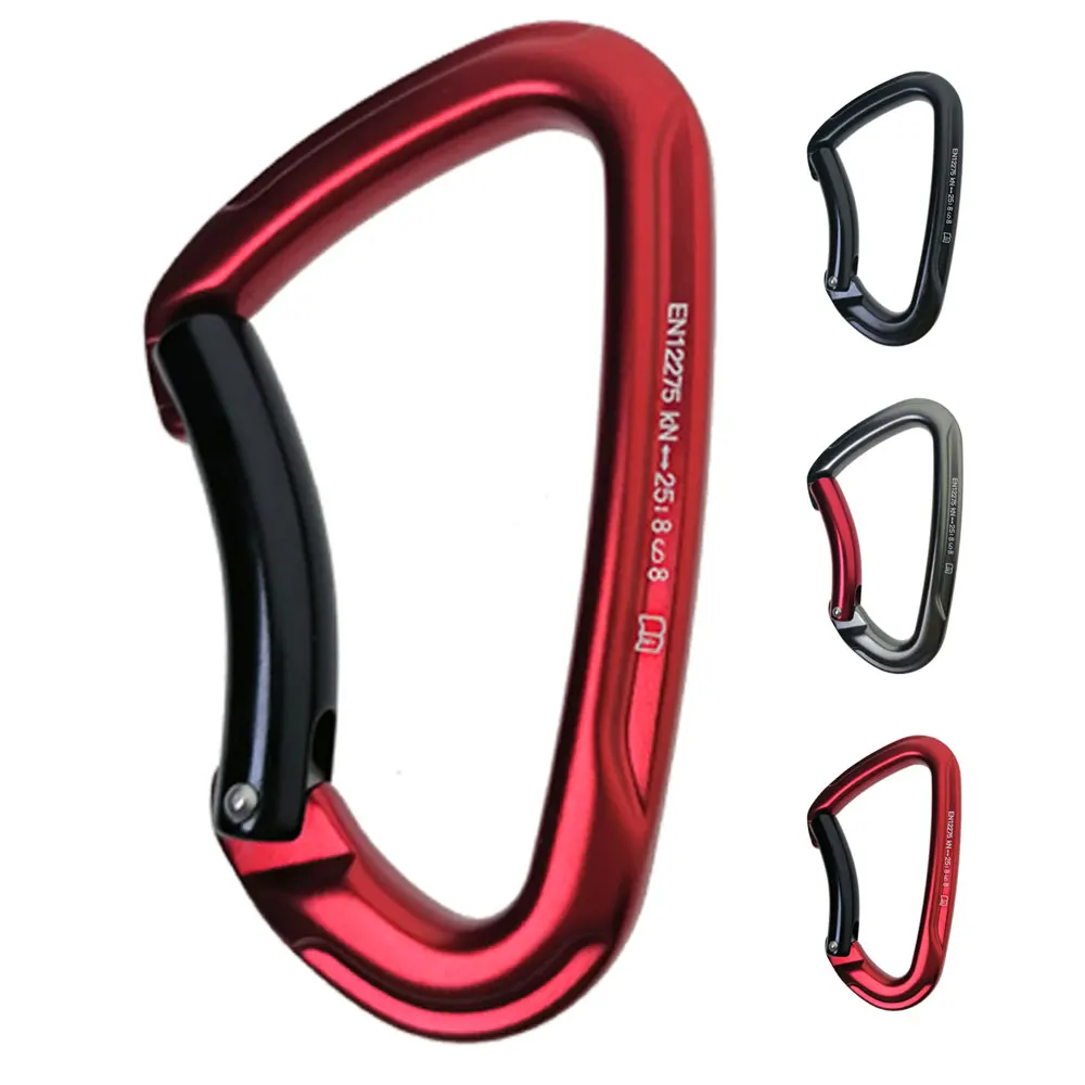 

25KN Rock Climbing Bent Quickdraw Carabiner Aluminum alloy Lock Outdoor Tree Climbing Caving Equipment