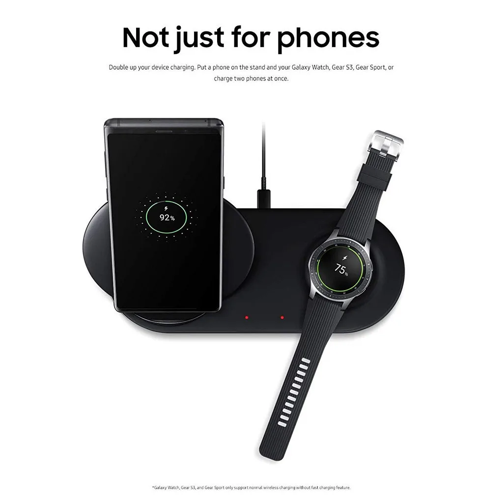 2 в 1 Беспроводное зарядное устройство Pad для Samsung Gear S2 S3 S4 Watch Быстрая зарядка Galaxy S8