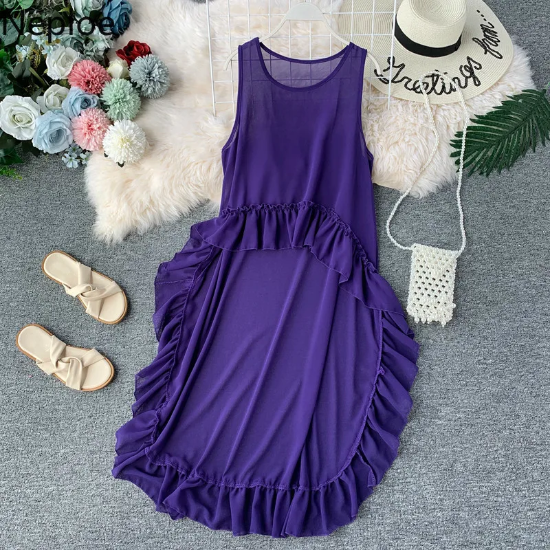 Женская блузка без рукавов Пляжная Длинная с оборками летняя одежда|Блузки| |