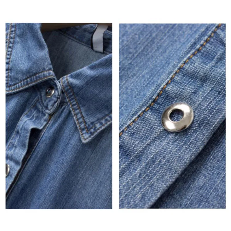 

2020 Spring Autumn Cotton Long Sleeve Denim Shirt Women Europe Street Casual Vintage Female Blouses Fashion All Match Tops