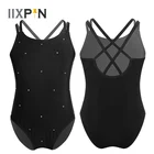 Комбинезон IIXPIN для девочек, блестящий Леопард для фигурного катания, трико для балета и танцев, балетные гимнастические леотарды