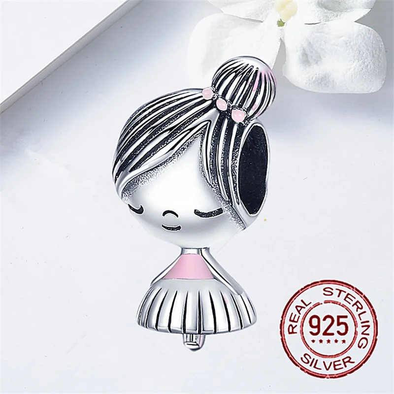 

100% Real 925 Sterling Silver Boy and Girl Beads Charms Fit Original 3mm Bracelet Making DIY Jewelry For Women S925