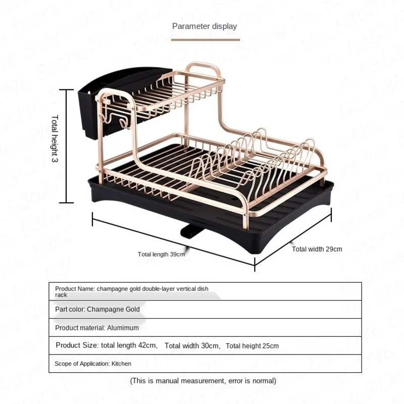 

Aluminum Alloy Kitchen Dish Rack Storage Rack Alumimum Dish Rack Dish Chopsticks Knife and Fork Storage Draining Dish Rack