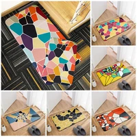 fashion color square lattice doormat geometric irregular non slip bathroom floor mat carpet water absorbent shower floor mat