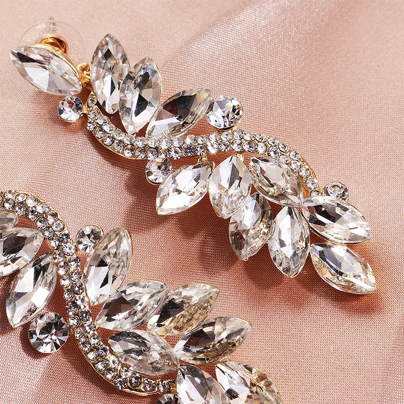Miallo Fashion Baroque Wedding Earring Austrian Crystal Bridal Gold Long Drop Earrings for Bride Bridesmaids | Украшения и