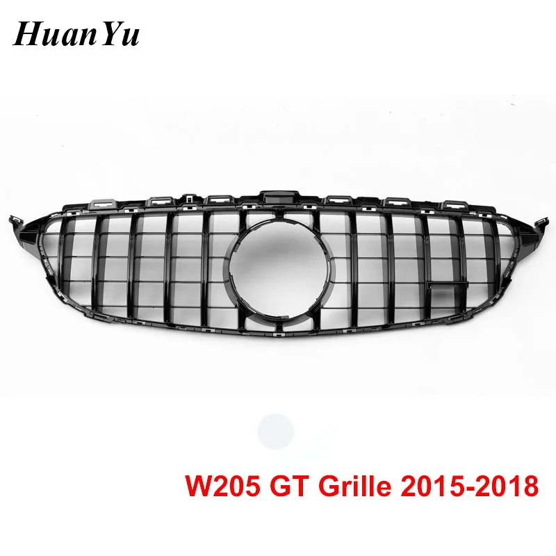 Замена переднего губа GT гриль для Mercedes W205 Sport Edition гоночный с камерой C180 C200 2015 2016 2017