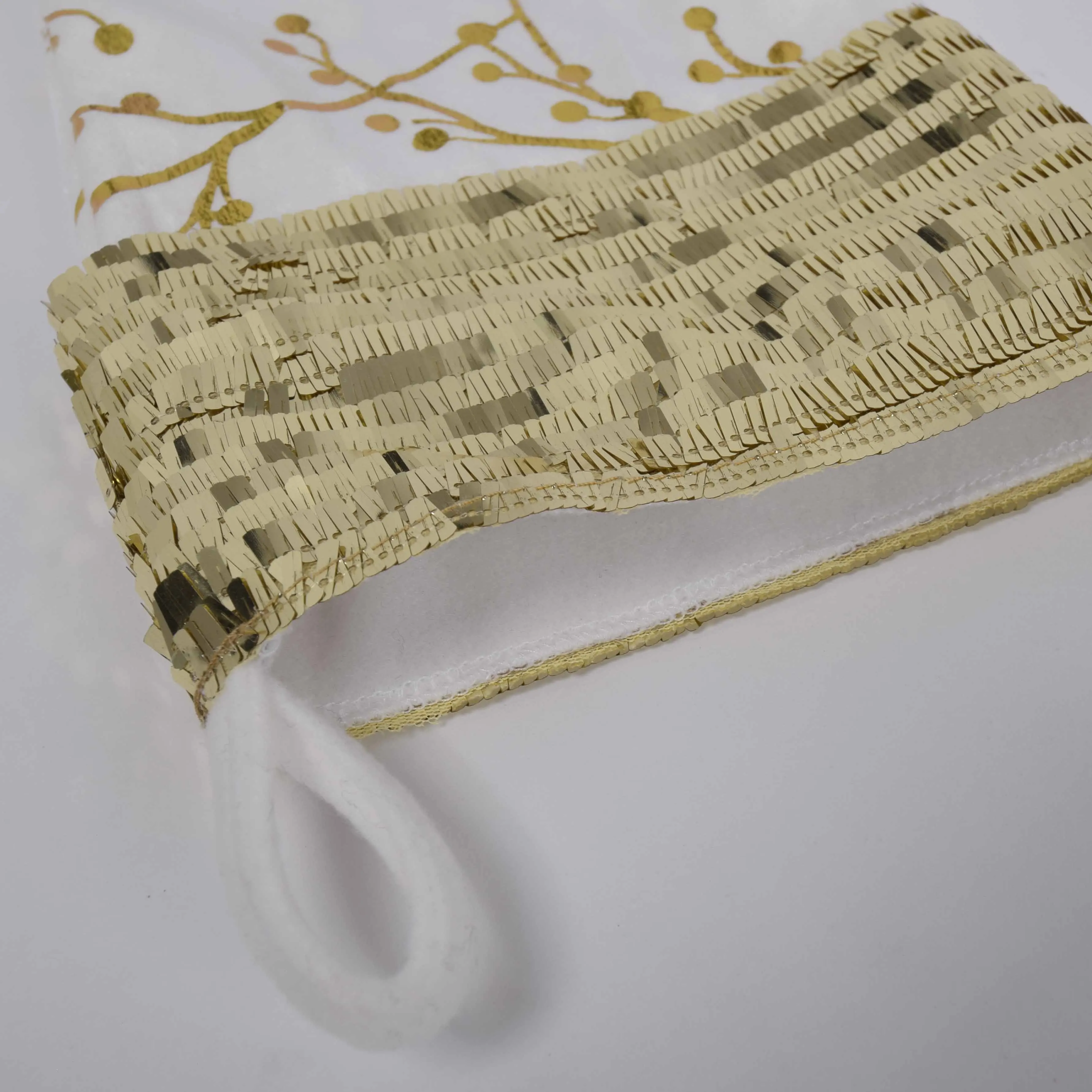 Free shipping Christmas stocking With Gided Bronzing plum Printed BlingBling decoration Sequin Cuff | Дом и сад