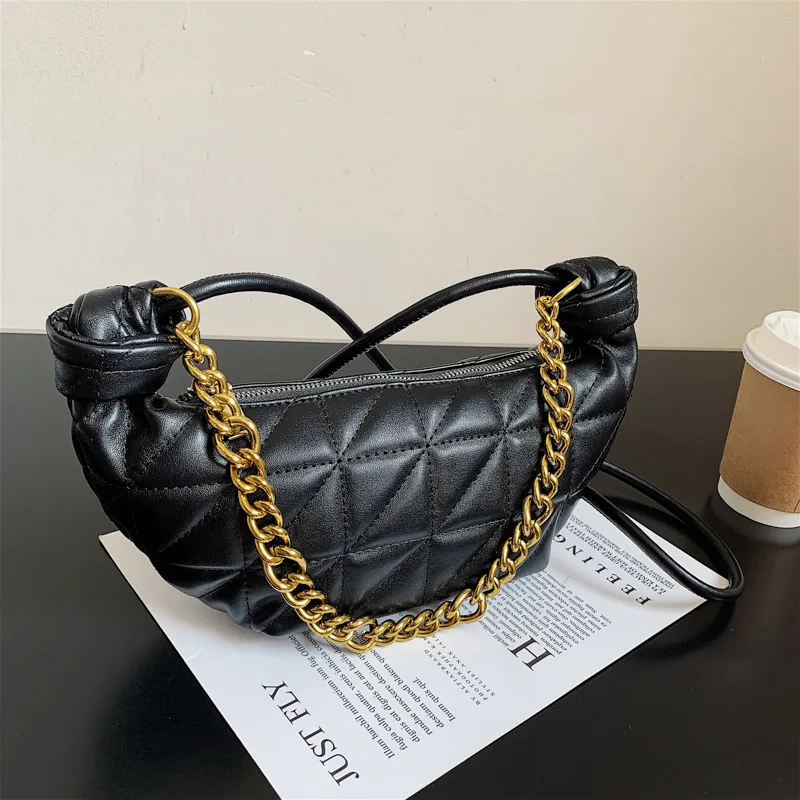 

ZA Branded Women's Shoulder Bag 2021 Thick Chain Quilted Dumplings Shoulder Purses And Handbag Women Clutch Bags Ladies Hand Bag