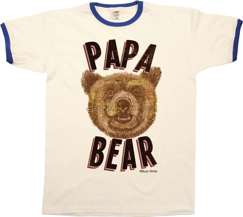 Забавная Мужская футболка Papa Bear в стиле ретро подарок на день рождения|Мужские
