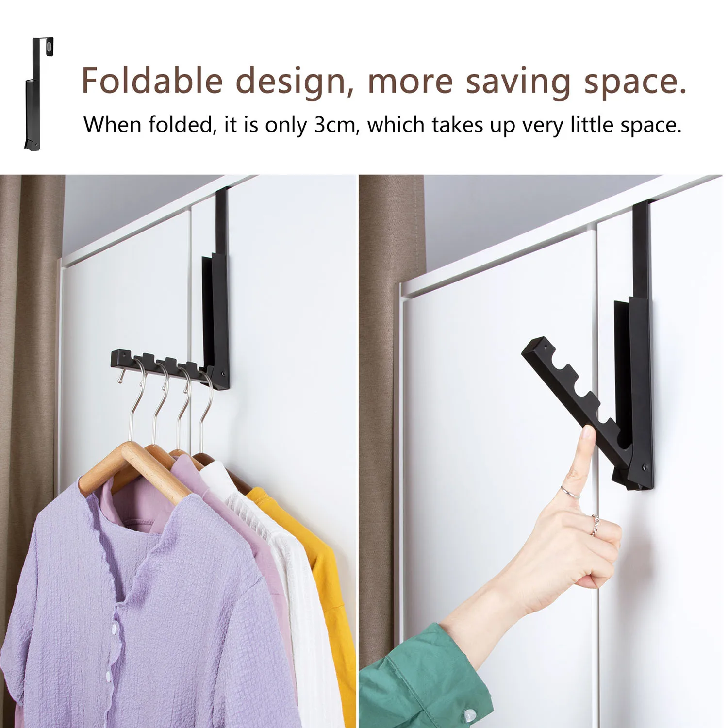 Над дверными крючками для подвешивания складная металлическая маленькая