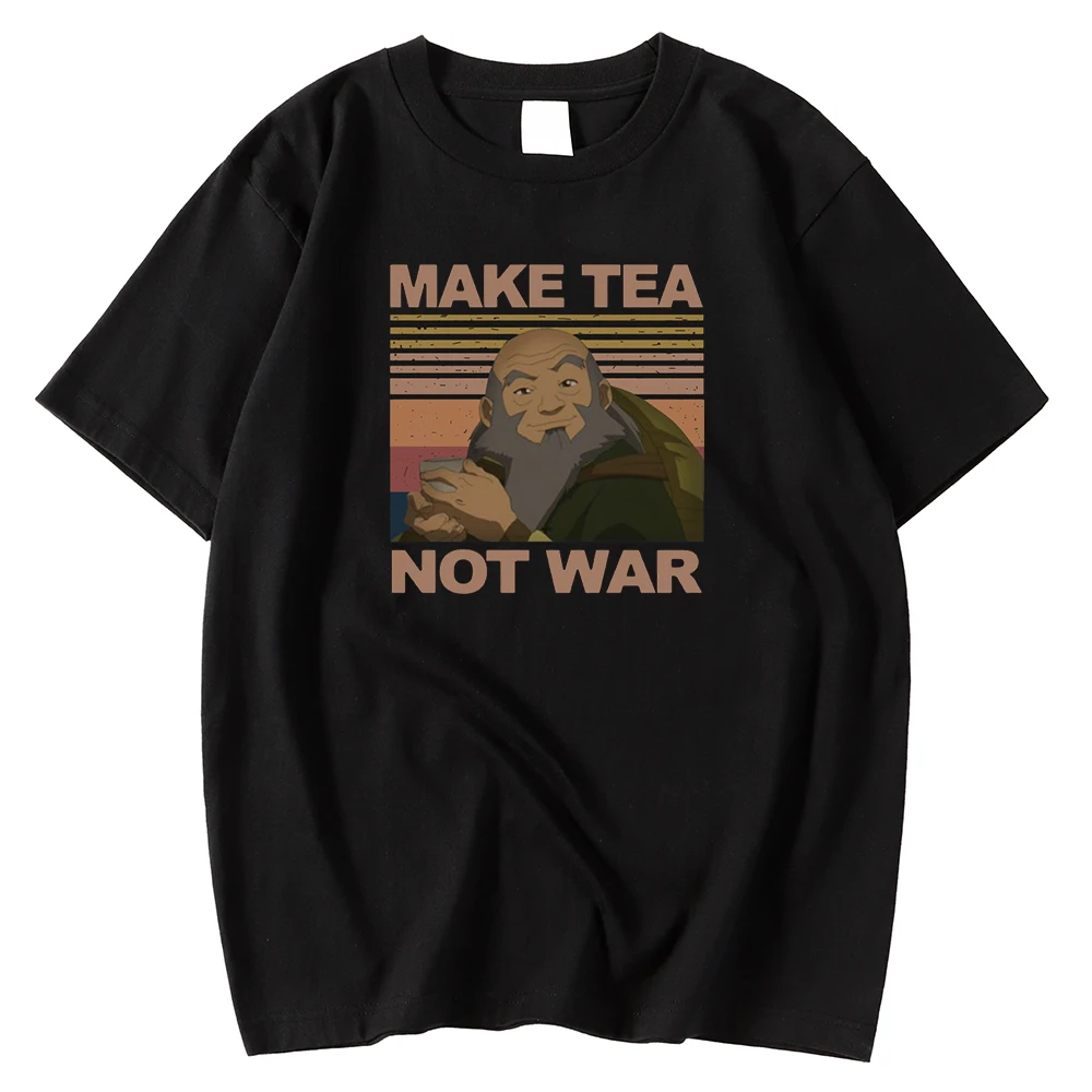 

Удобные мужские футболки с мультипликационным рисунком, футболка на весну и лето, топы с принтом манга, сделай чай, не войны, Модные дышащие ...