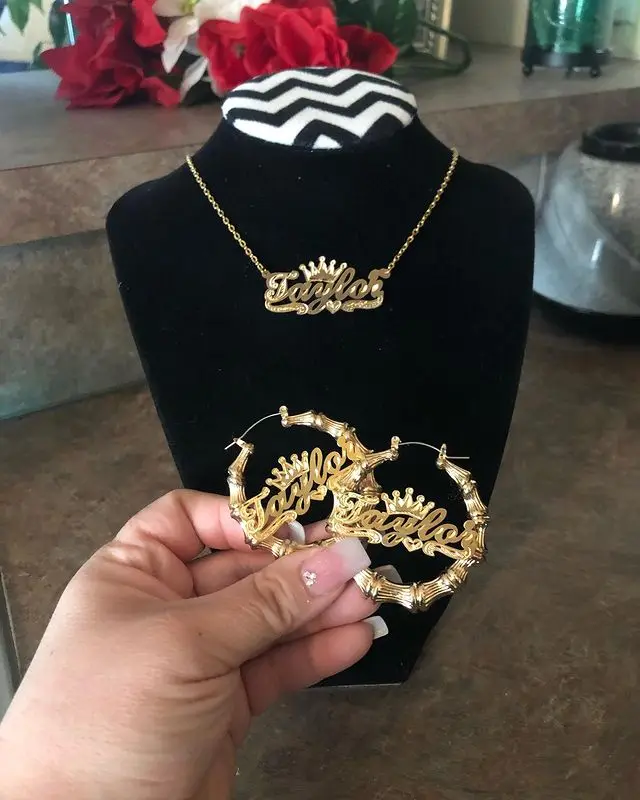 

Hiphop Sexy Custom Set Bamboo Hoop Earring Personalized Name Earring 3D Bamboo Style Custom Earrings for Christmas Gift